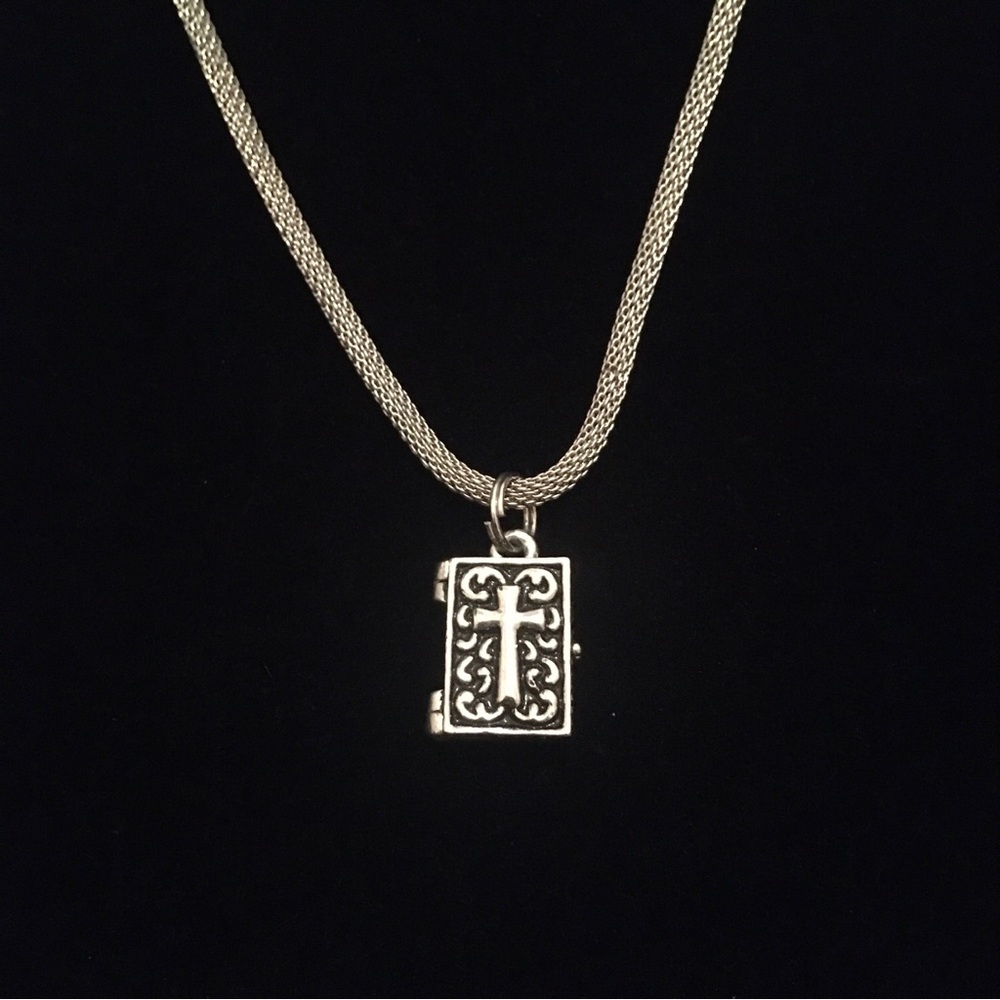Vintage Bible Cross Locket Necklace